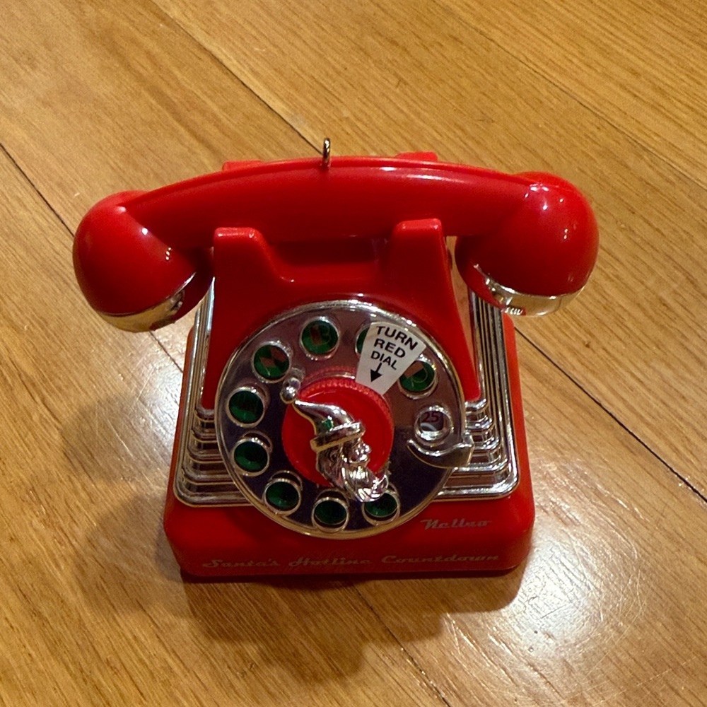 Hallmark Red and Silver Rotary Phone Ornament